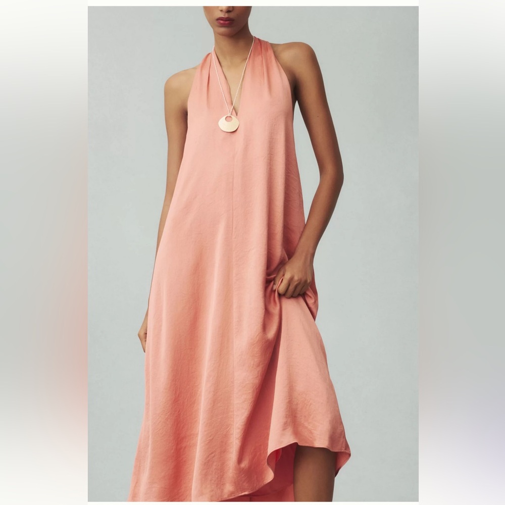 Anthropologie Peach Halter Sundress